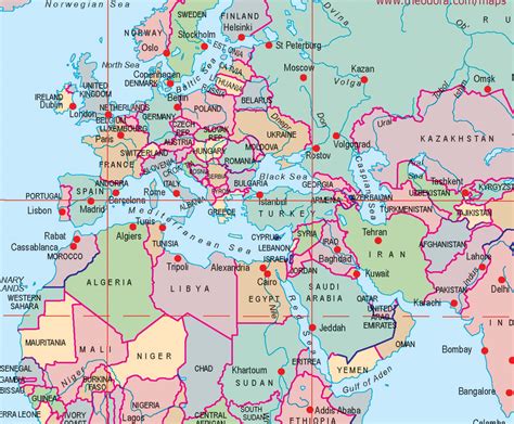MAP Middle East and Europe Map